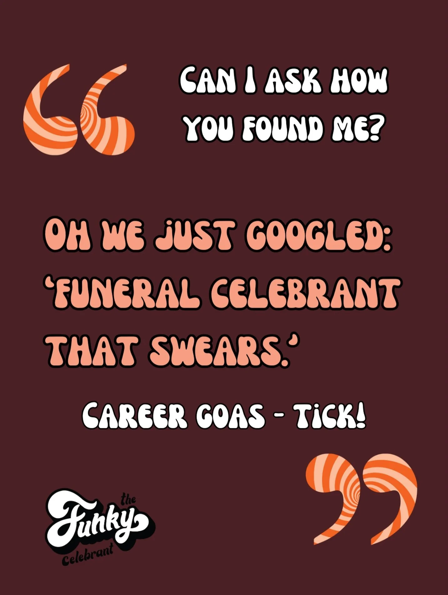 This took place last week &amp; everyone I&rsquo;ve told has agreed&hellip; the marketing/SEO/virtual messaging is working. 

I do swear, although there&rsquo;s not a single swear word written into the script for this funeral. 

The family just knew 