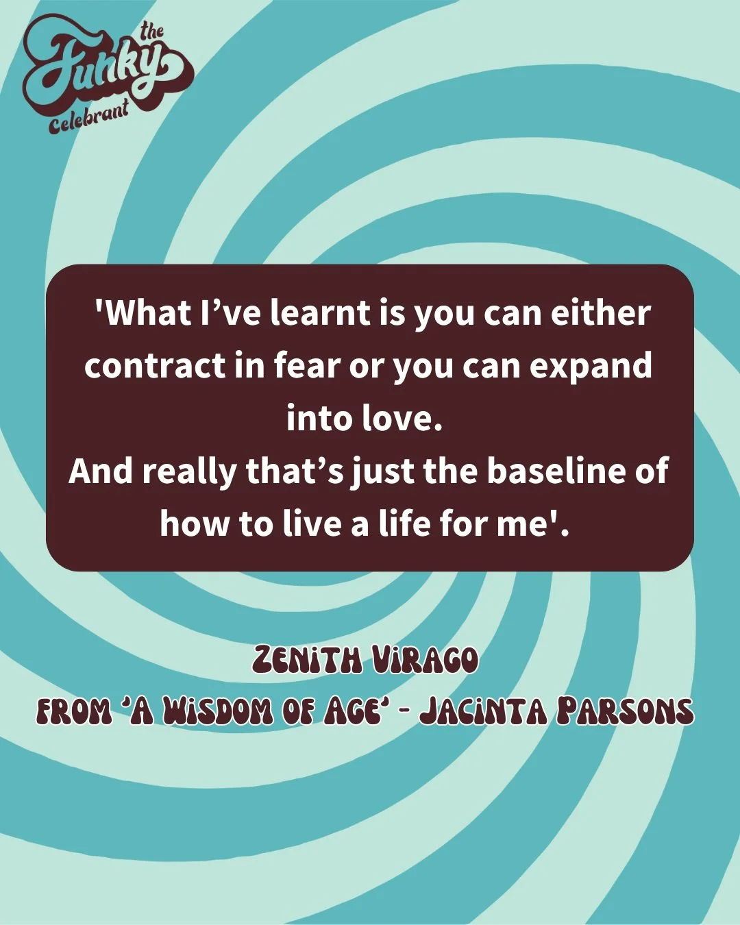It's no secret that Jacinta's book 'A Wisdom of Age' changed my life, my perspective on being 50 (and beyond) and gave me a big fat girl-crush on the author herself.

And it's also no secret that I've been a big fan and follower of Zenith's work for 