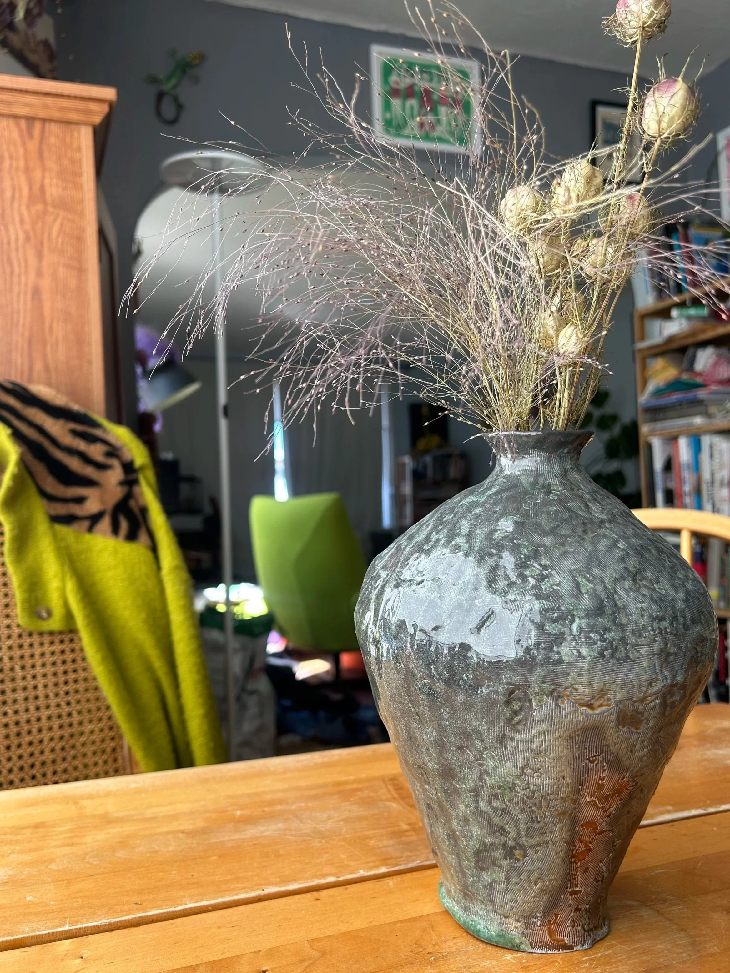 Soda Fired Vase with Flowers