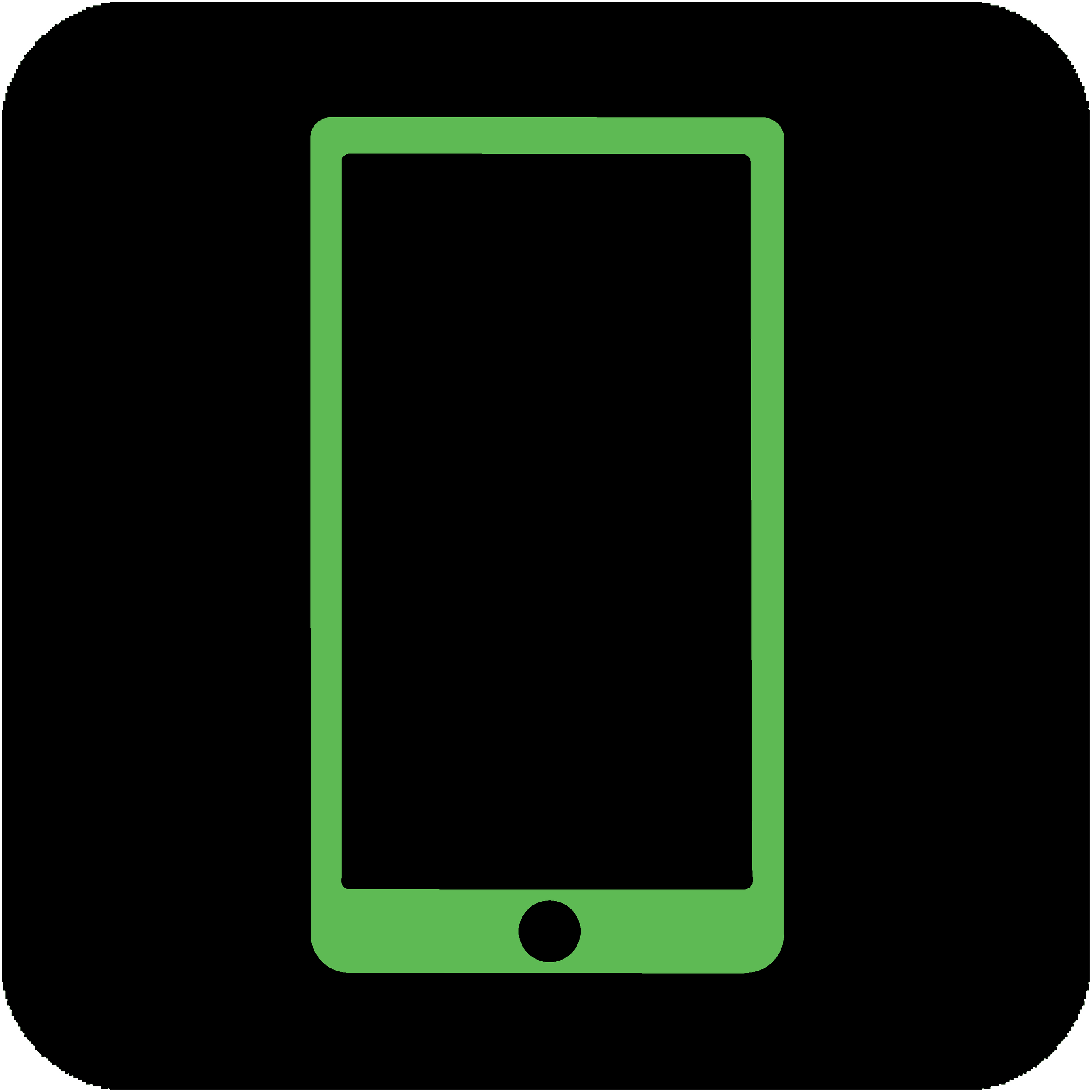 Green on black cellphone icon