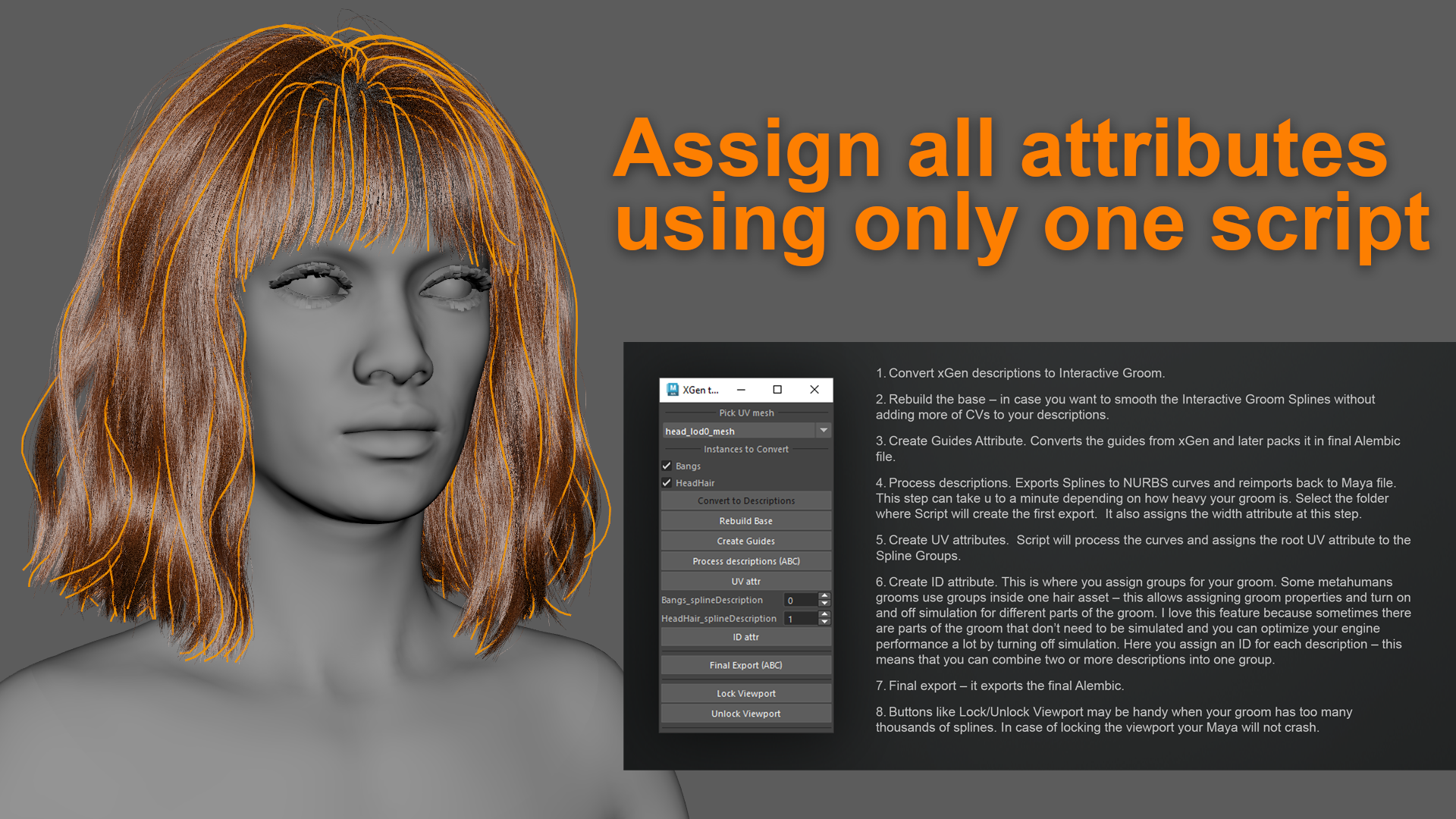 xGen to UnrealEngine Tool Alembic Export Script for Maya — Realtime Hair