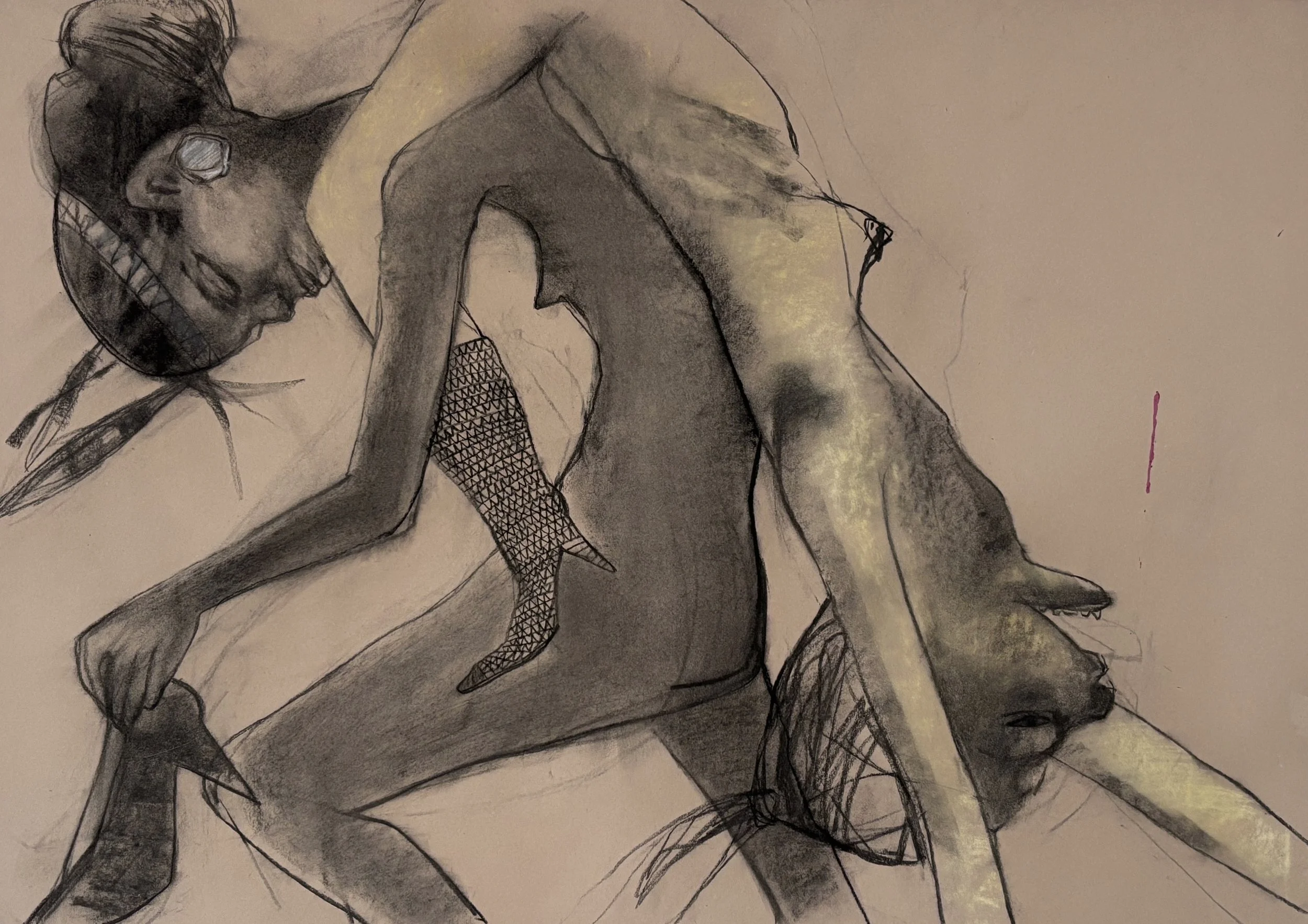  Selves 
 59cm x 84cm, charcoal and pastel on paper 
 2025
 