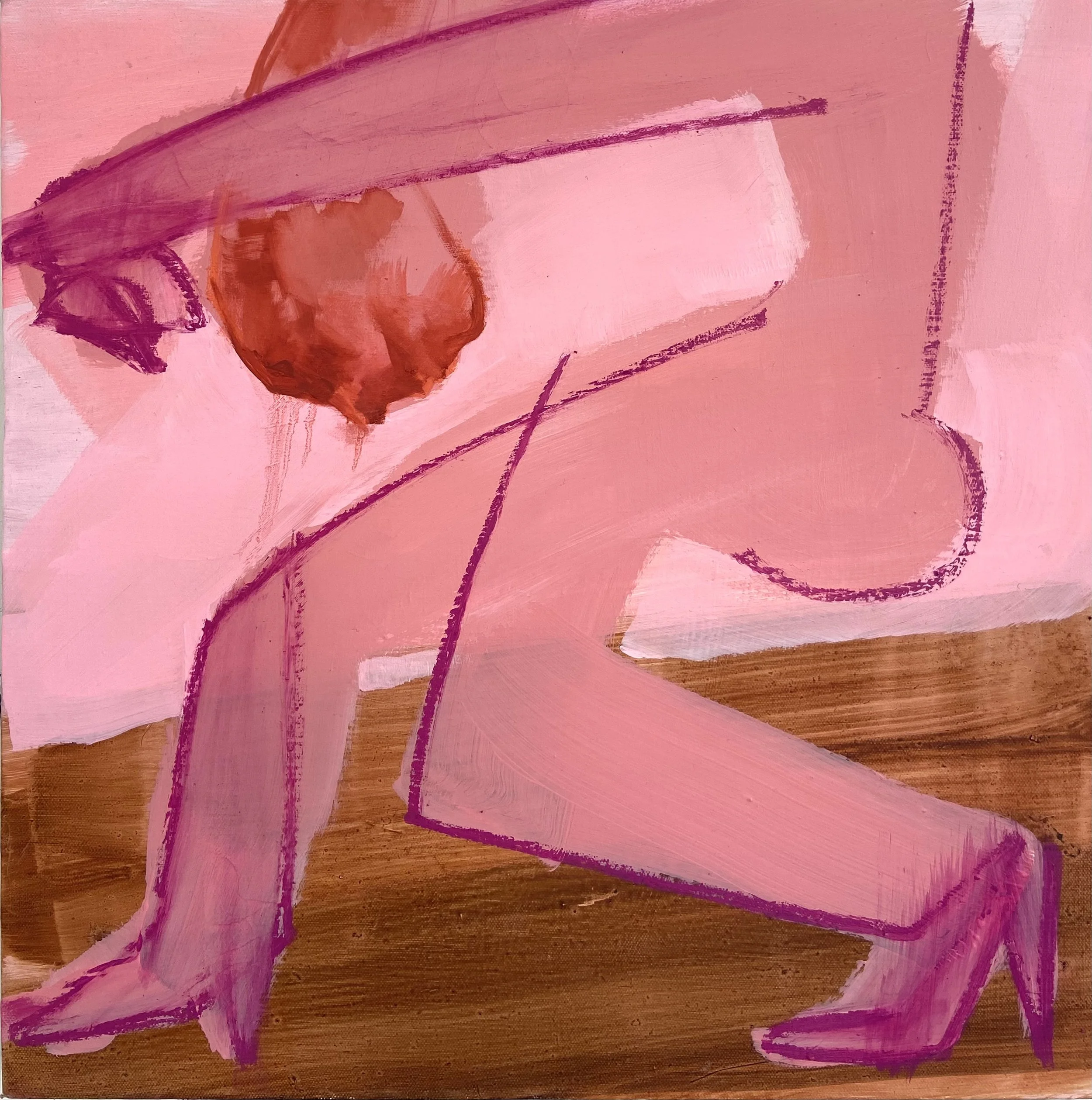 Party Warrior pink study, 50cm x 50cm, acrylic and oil bar on canvas, 2025 (2).jpg