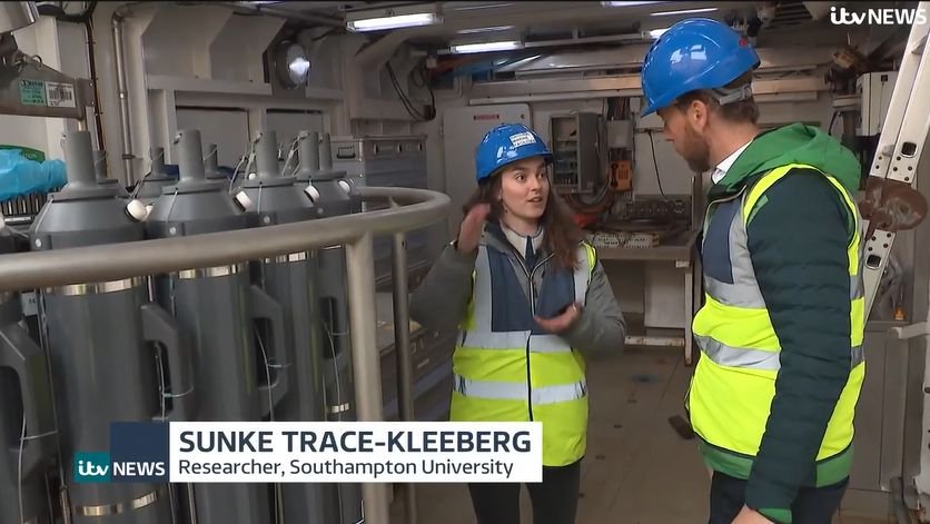 Featured on ITV national news, talking to reporter Martin Stew on the importance of a CTD in long-term measurements of ocean properties. Click the image to watch the news piece