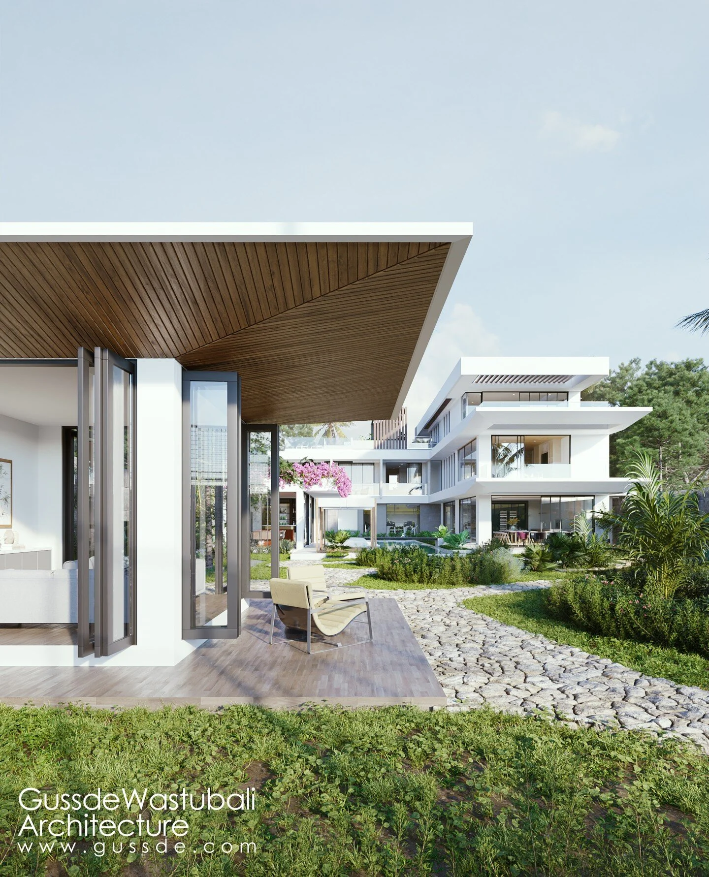 In the heart of Seminyak, Bali, where the lush greenery meets the serene blue of the Indian Ocean, a masterpiece of modern architecture stands tall, redefining elegance and luxury. This three-story villa with a basement is a testament to the fusion o