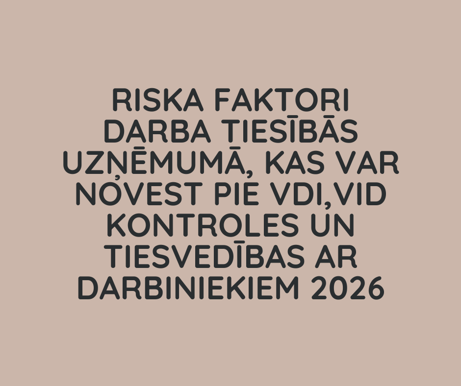 Riska faktori darba tiesībās uzņēmumā, kas var novest pie VDI,VID kontroles