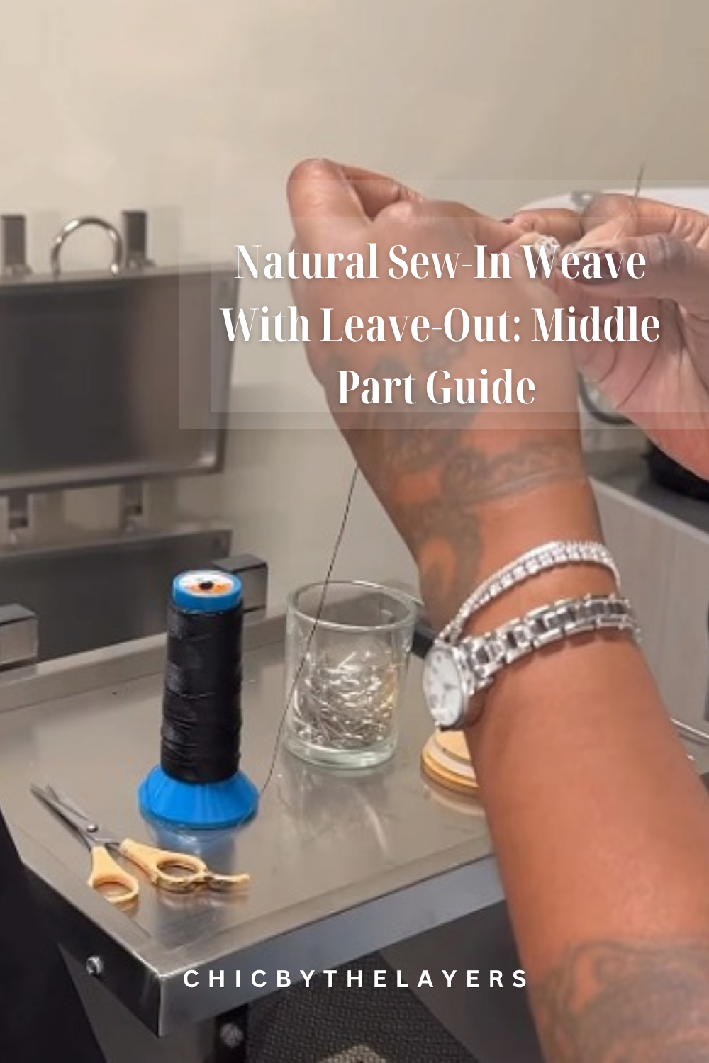 Natural Sew-In Weave With Leave-Out: Middle Part Guide
