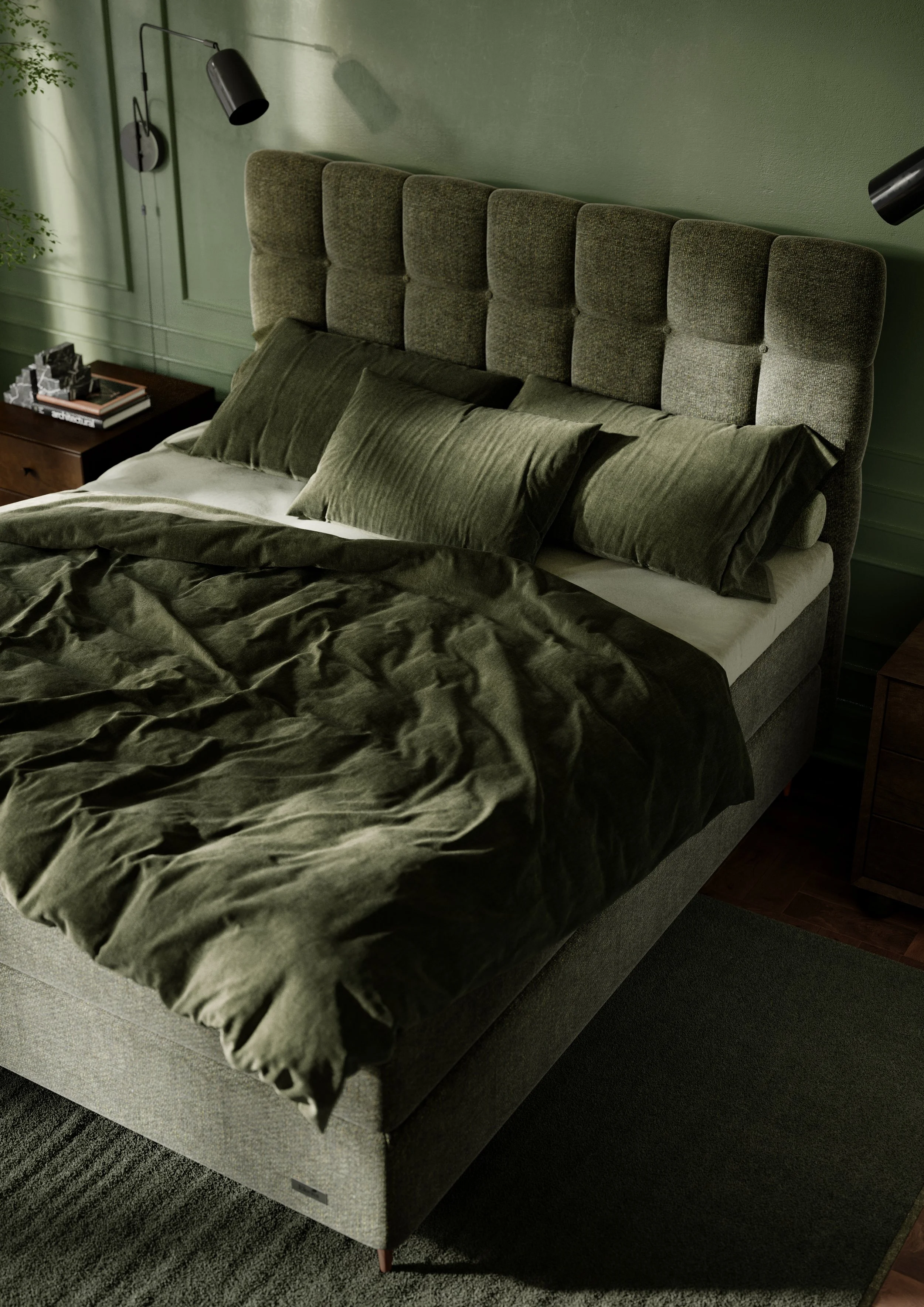 mörkgrå sänggavel