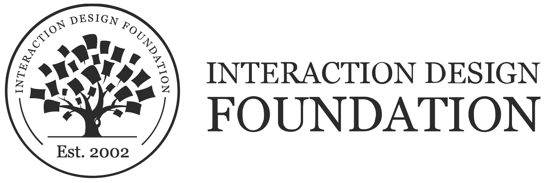 Logo of the Interaction Design Foundation featuring a circular emblem with a stylized tree and text around and below it.