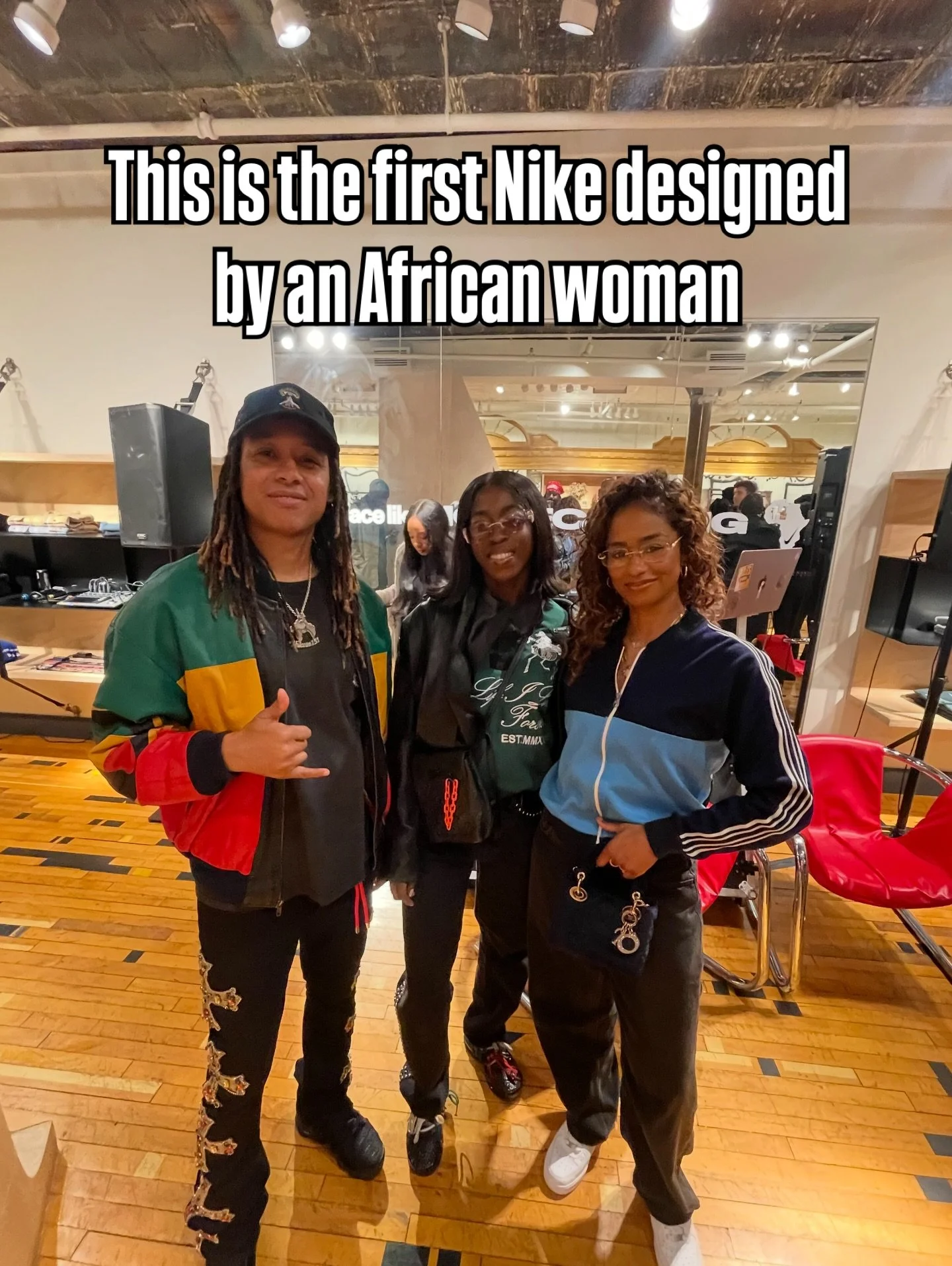 Grace you have GRACED us! @graceladoja 
1st @nike DESIGNED BY AN AFRICAN WOMAN! 🖤💚❤️@vashtie @ourhomecoming @awakenewyorkclothing