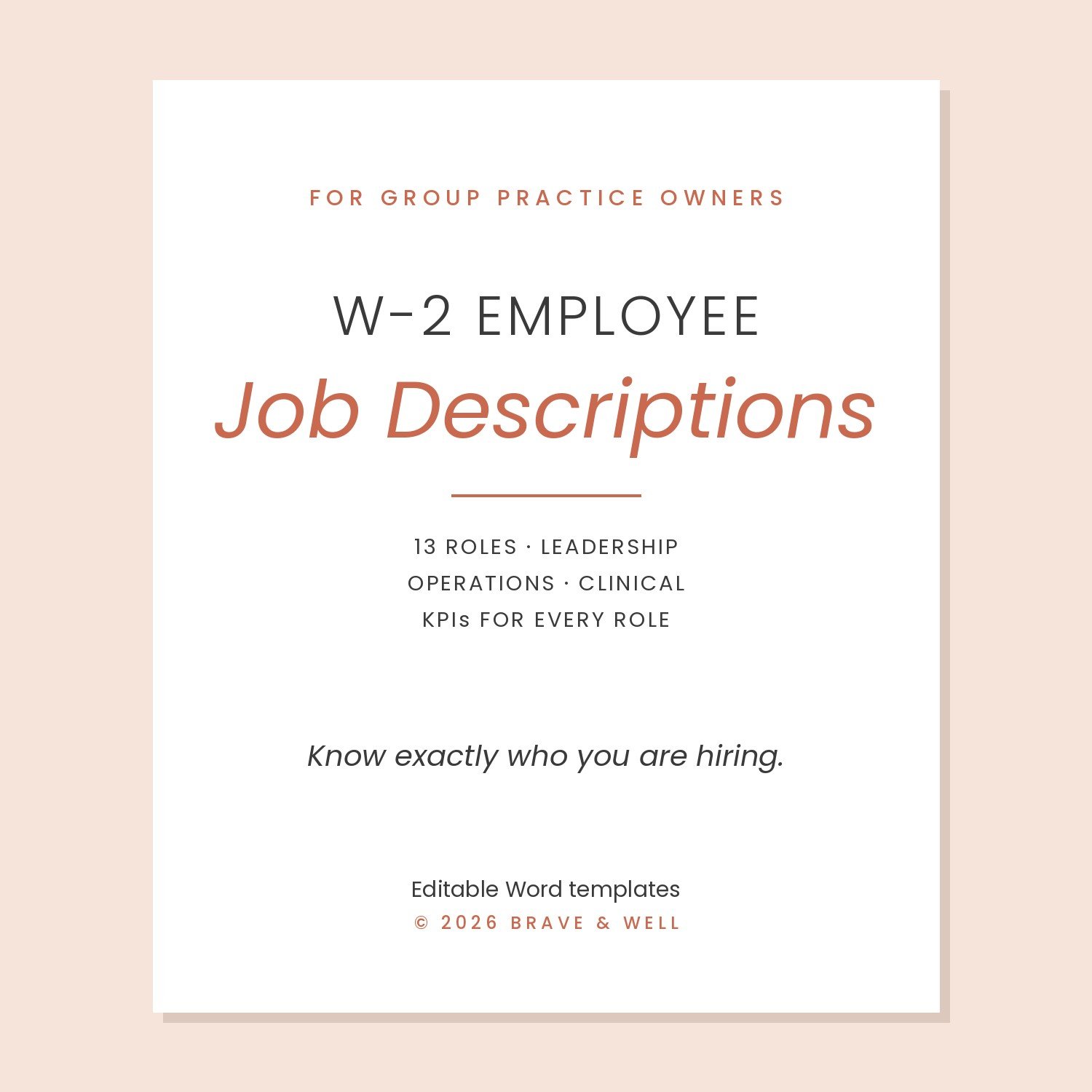 W2 Employee Job Descriptions Bundle