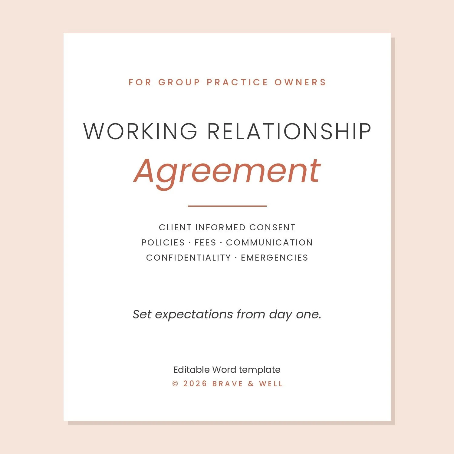 Group Practice Working Relationship Agreement Template