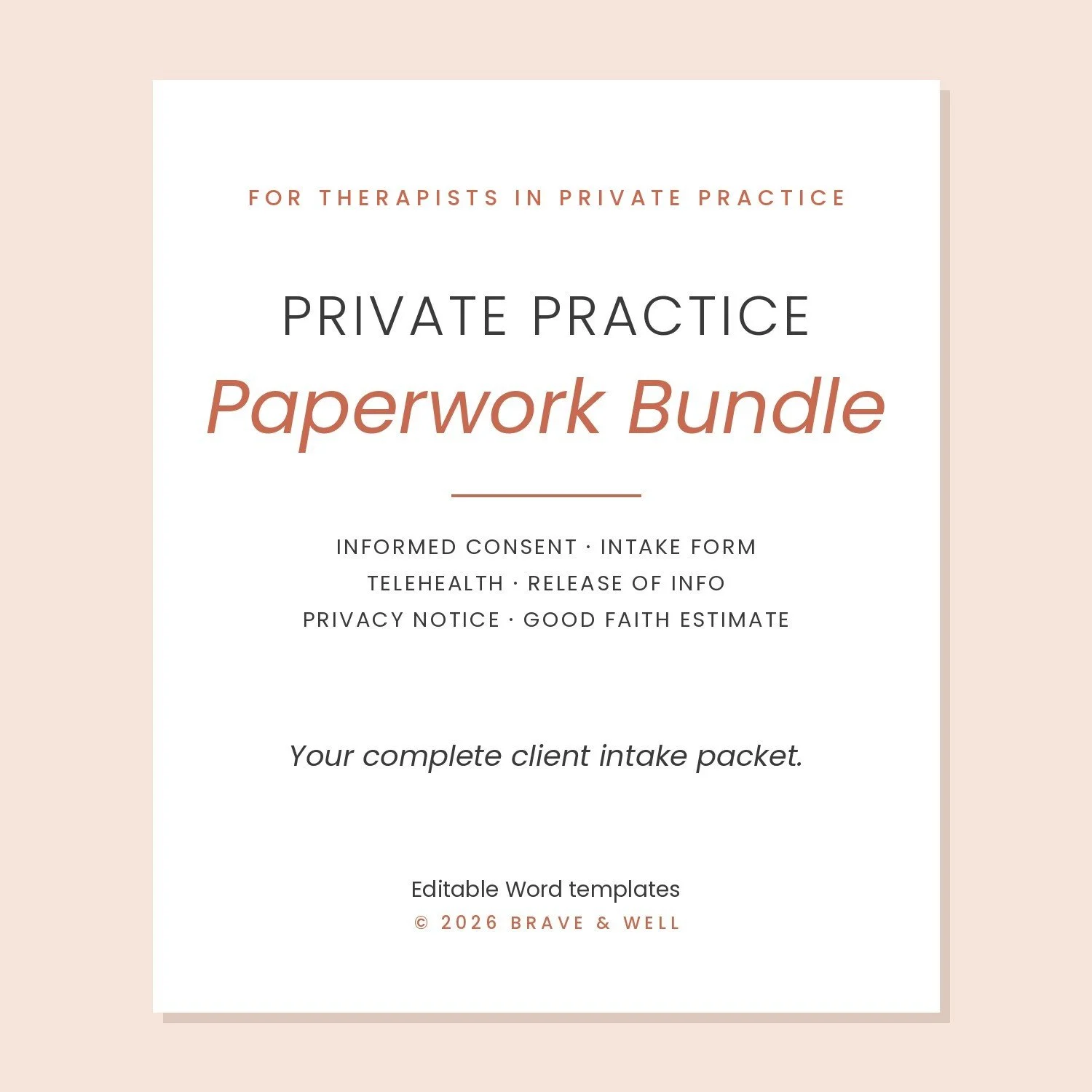 Private Practice Paperwork Bundle