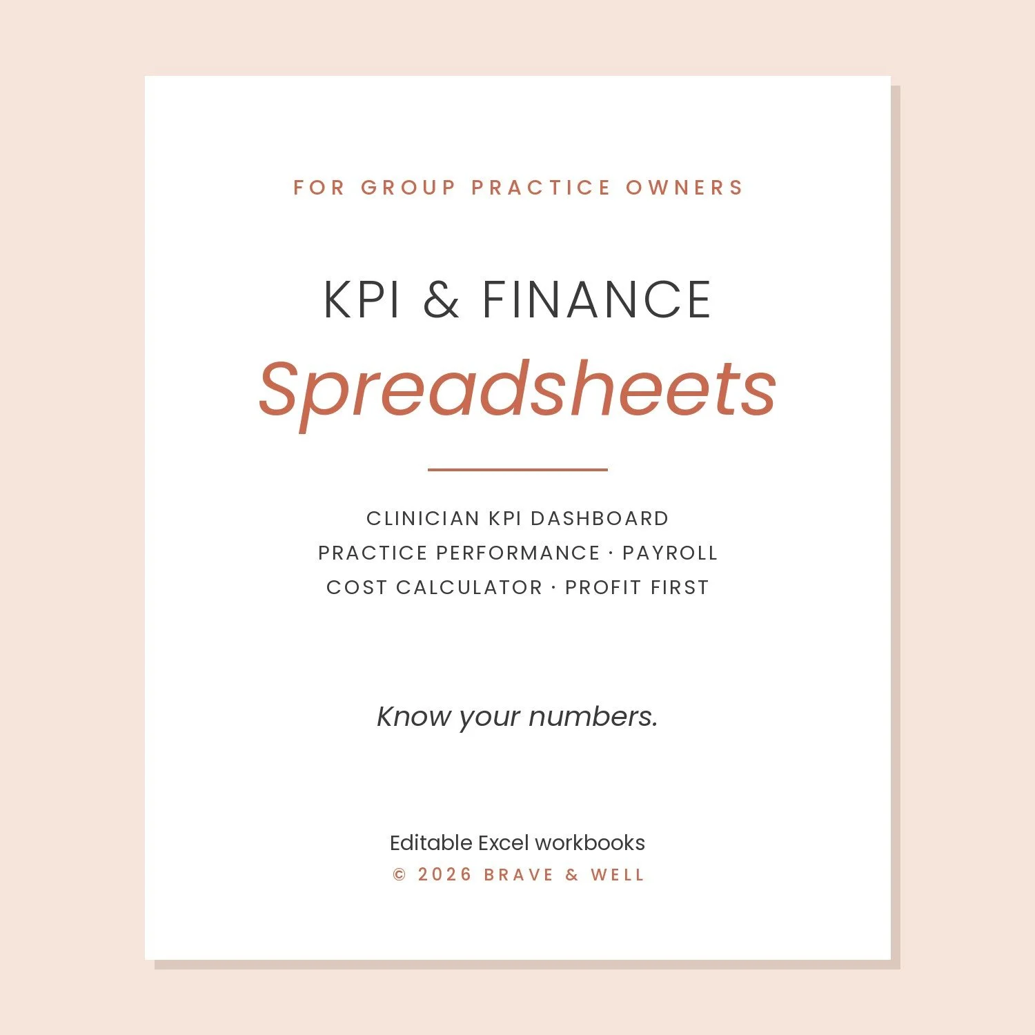 KPI & Finance Spreadsheets for Group Practices