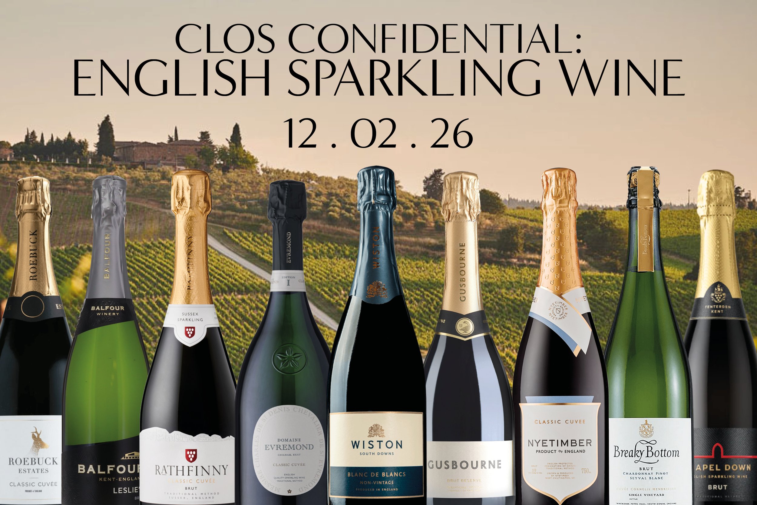 Clos Confidential - English Sparkling Blind Tasting - Thursday 12 February, from 7pm