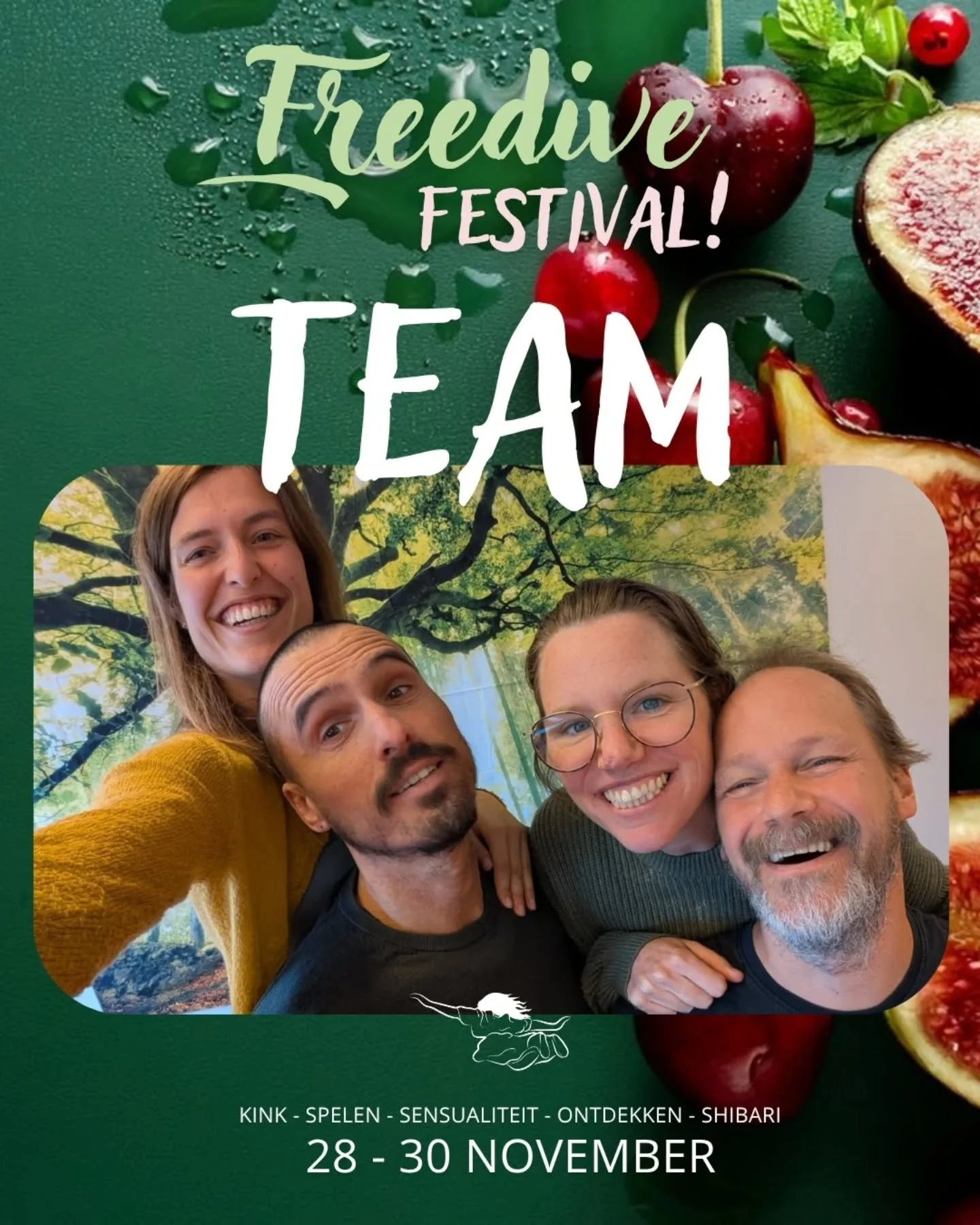 Groot nieuws: we zijn Uitverkocht! Wij zijn super trots, blij en hebben er zo veel zin in! 

Op deze Freedive Festival Friday, een inkijkje achter de schermen van wie 'wij' dan eigenlijk zijn (van links naar rechts): Lisa, Martijn, Simone &amp; Bart-