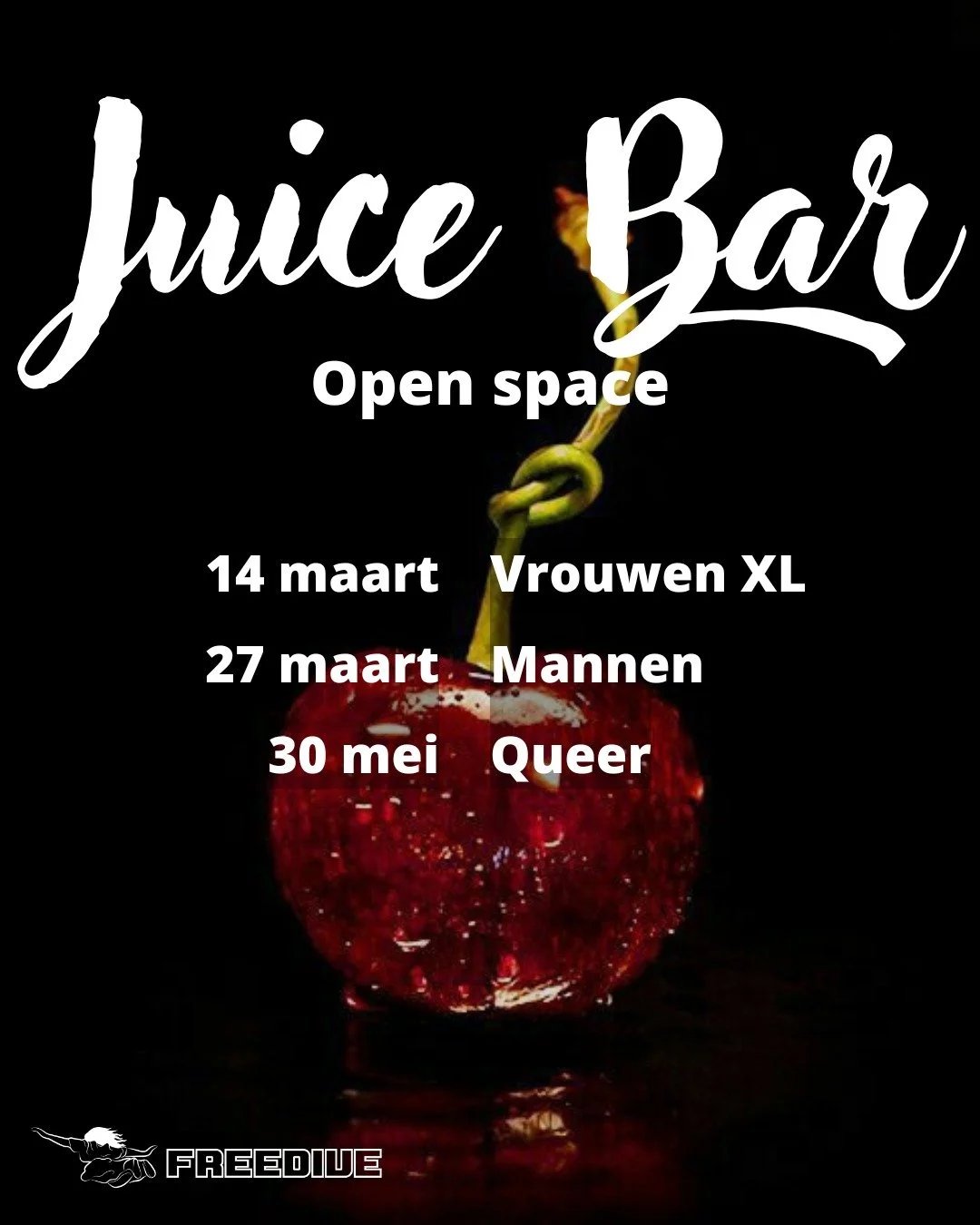 Een paar verschillende edities in de aandacht: de Juice Bar XL voor vrouwen, de Juice Bar voor mannen &eacute;n de Juice Bar Queer editie! 

De vrouwen editie vindt plaats op zaterdag 14 maart en is een extra lange: de hele middag en avond besteden w