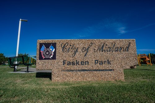 Fasken Park entrance sign in Midland