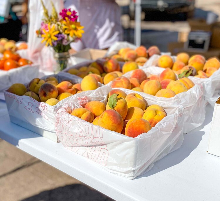 fresh peaches from the Midland Downtown Farmers Market