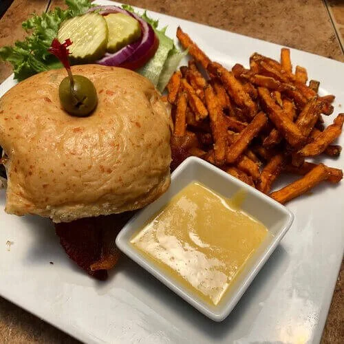burger and fries at Cafe at the Gardens in Midland, Texas
