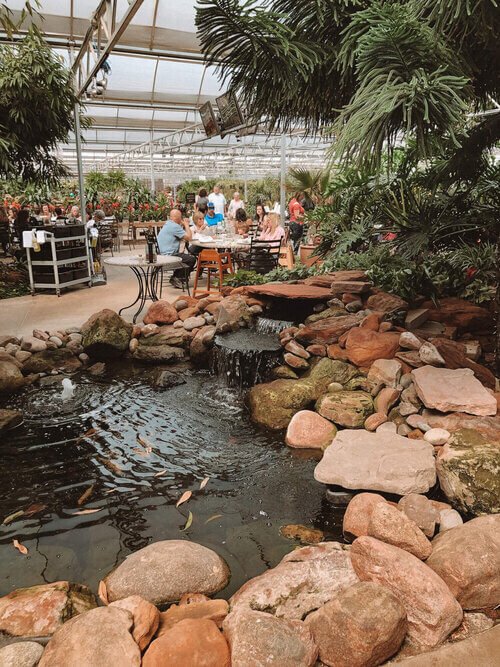 Alldredge Garden's outdoor covered seating area