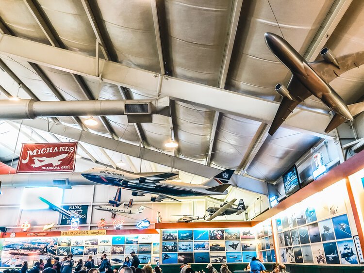 airplanes in Michael's Charcoal Grill