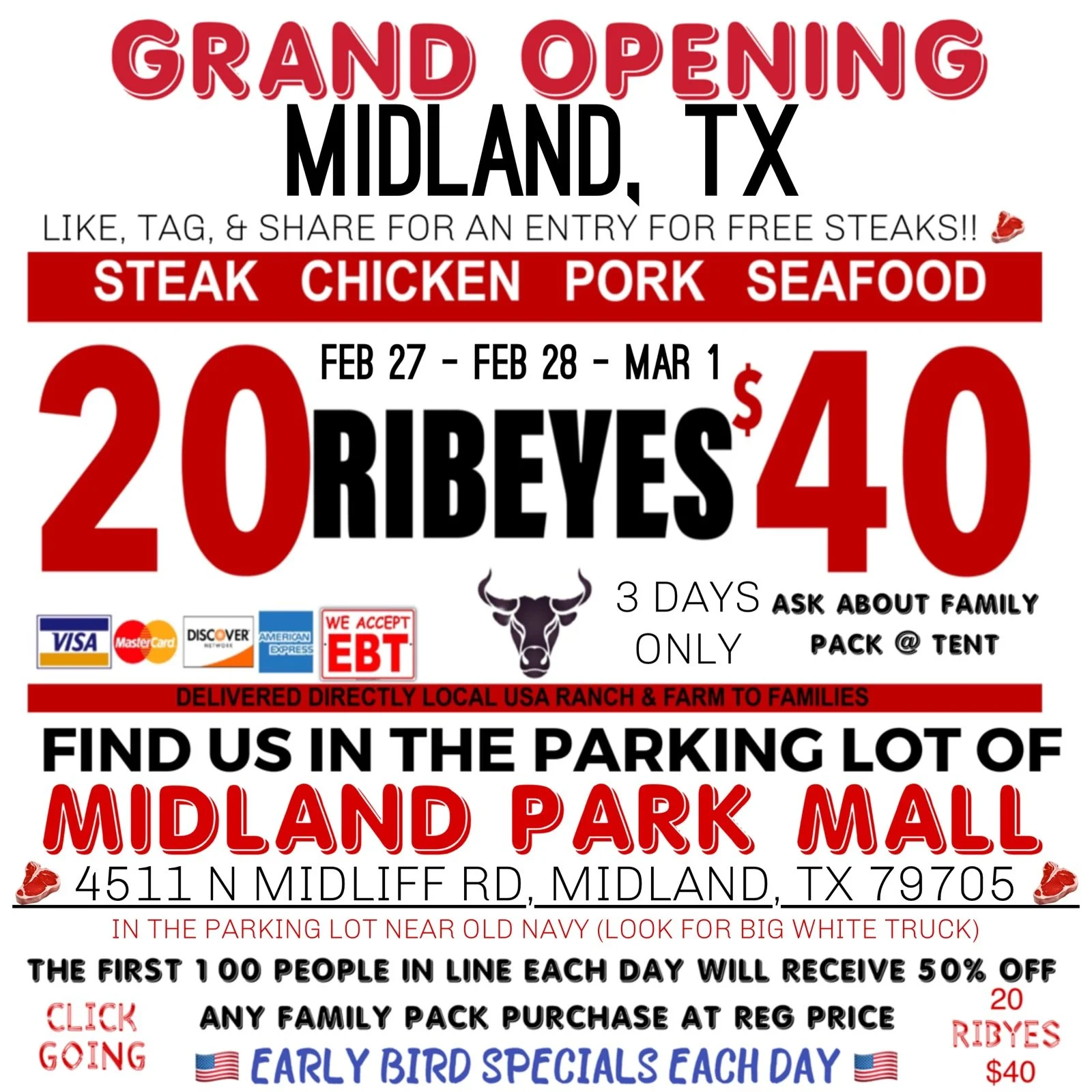 Grand Opening: 20 Ribeyes $40