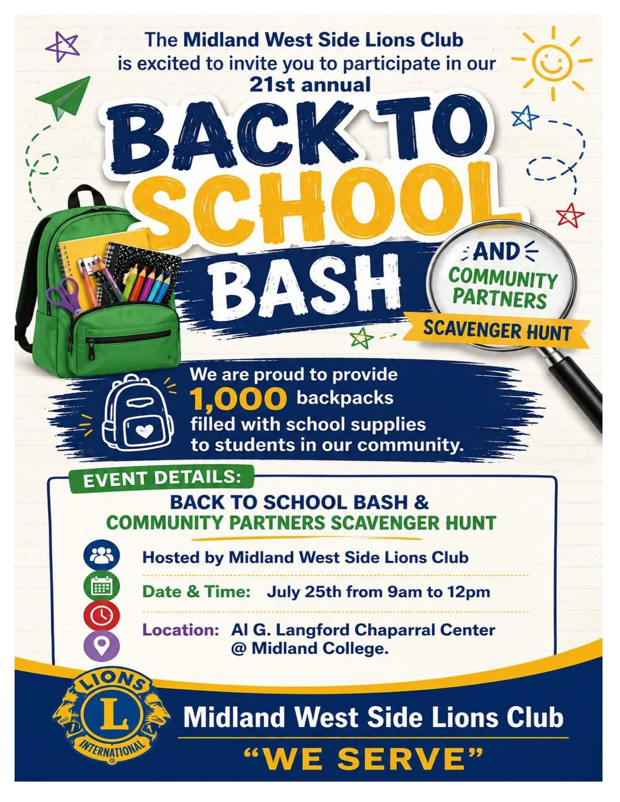 21st Annual "BACK TO SCHOOL BASH & COMMUNITY PARTNER SCAVENGER HUNT"