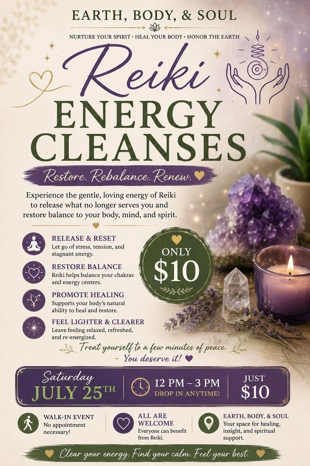 $10 Reiki Energy Cleanses 
