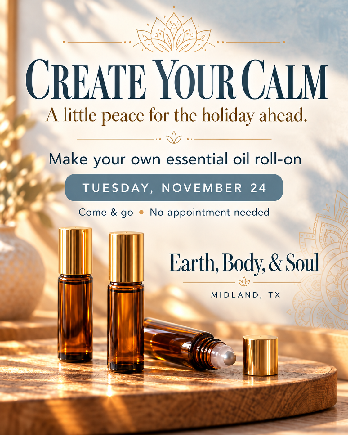 Create Your Calm Essential Oil Blend Make & Take