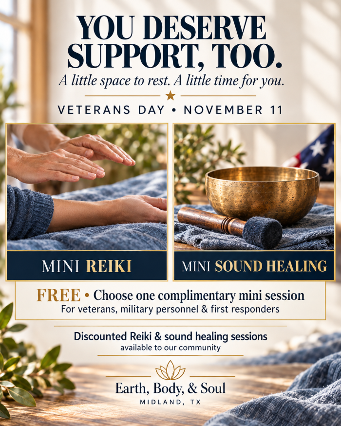Veterans Day: Free Mini Reiki or Sound Healing Sessions