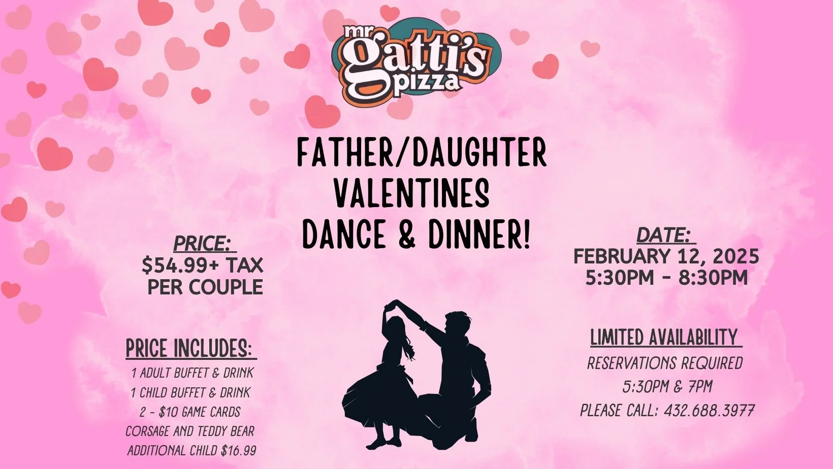 Father/Daughter Valentines Dance & Dinner at Mr. Gattis Pizza Midland!