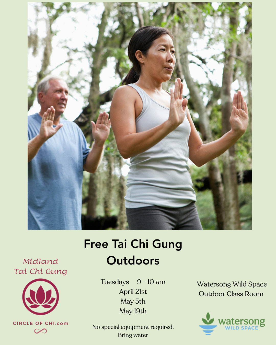 Free Tai Chi Gung Outdoors at Watersong Wild Space