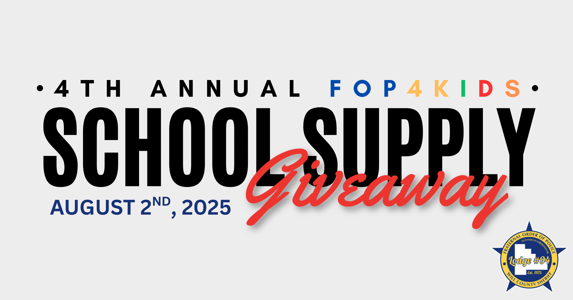 4th Annual FOP4Kids School Supply Giveaway