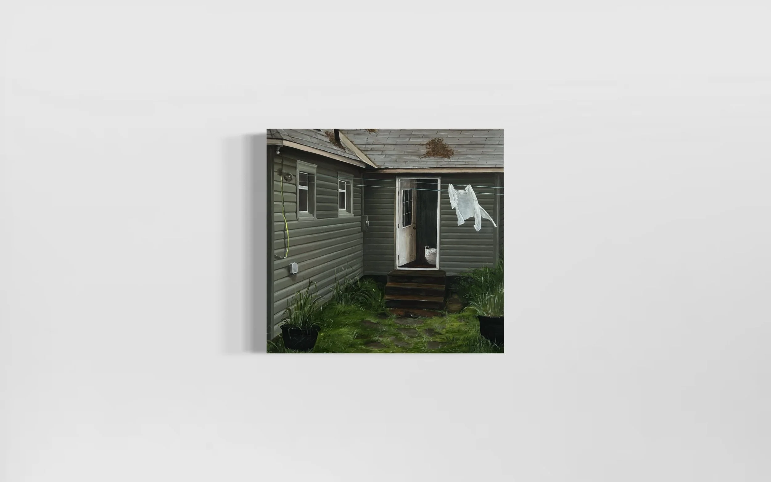 For Hangdry, oil on wood panel, 18" by 18", 2025