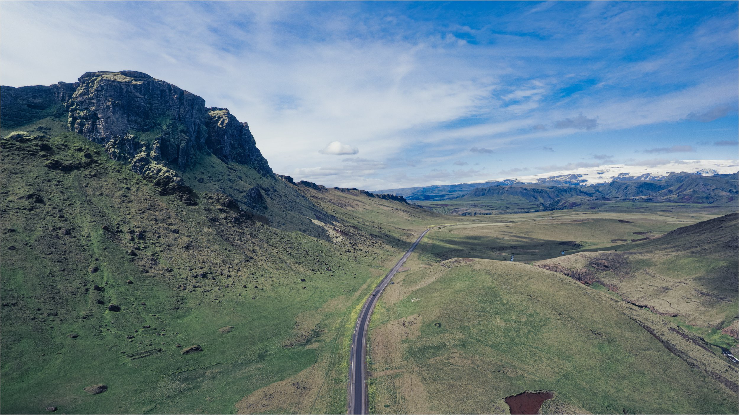 Route 1 just outside of Vik, with Huldujökull off in the distance