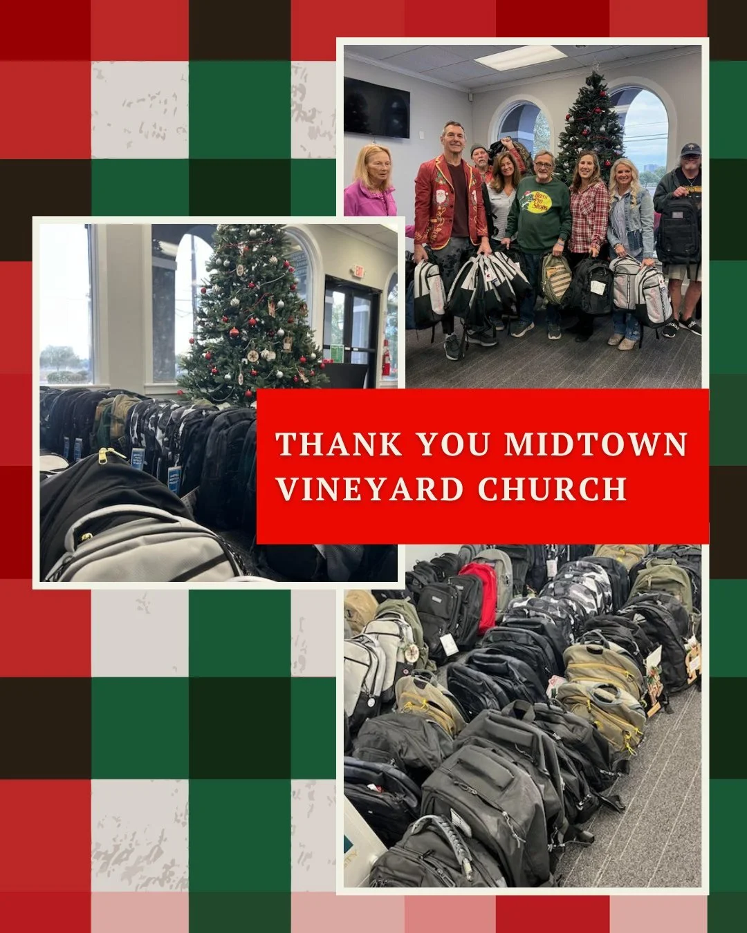 Thank you, Midtown Vineyard Church, for the generous backpack donations filled with Christmas goodies for our shelter. Your kindness made this season extra special for our shelter residents.