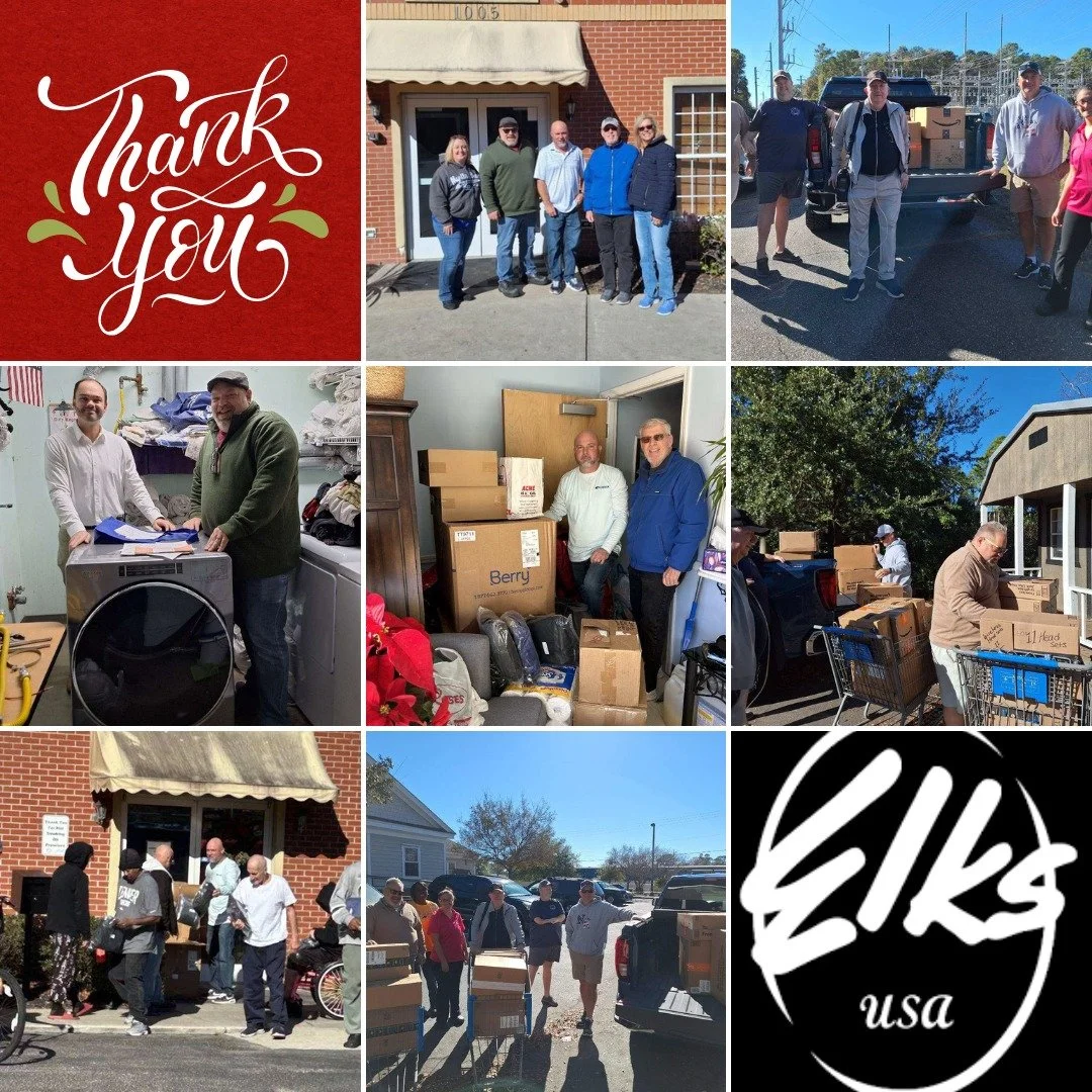We are incredibly grateful to the Myrtle Beach Elks for their generous donations to New Directions this holiday season. 🎄From Christmas gifts purchased directly from wish lists for our men&rsquo;s, women&rsquo;s, and family shelters, to the donation