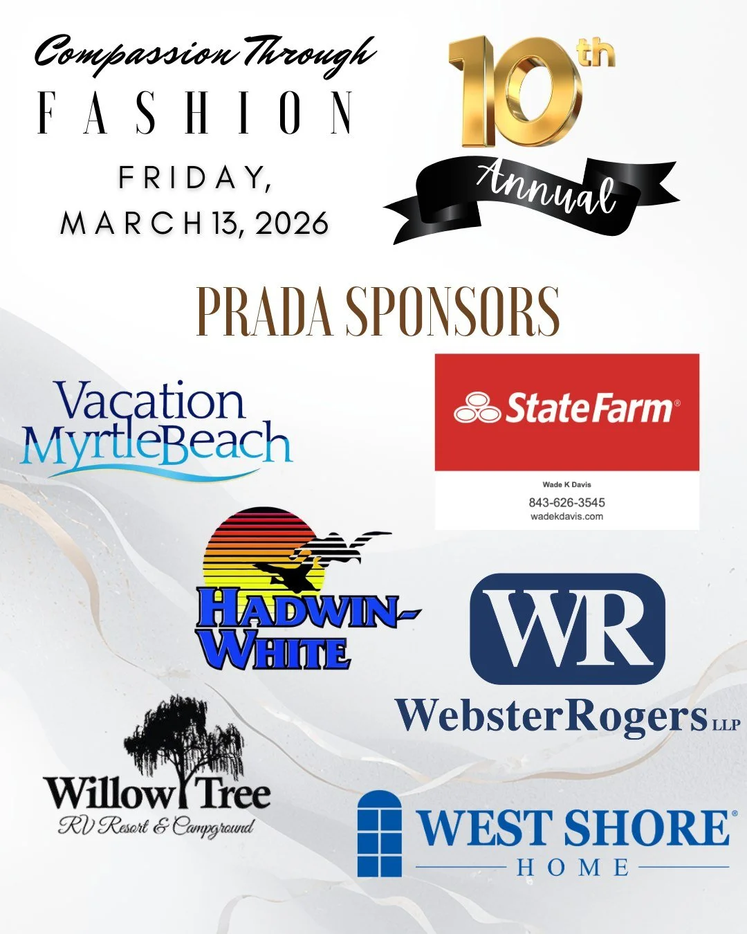 A huge THANK YOU to our Prada Sponsors for supporting the 10th Annual Compassion Through Fashion! Compassion Through Fashion is just around the corner on Friday, March 13, 2026! Don&rsquo;t miss this unforgettable evening of style, purpose, and celeb