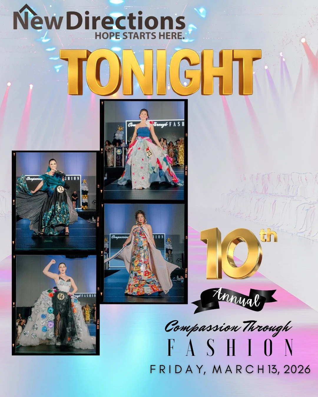 The runway is set for the 10th Annual Compassion Through Fashion and we can&rsquo;t wait to celebrate with our guests tonight!
🍷 Wine &amp; Gift Card Walls
🥂 Complimentary drinks &amp; delicious bites
✨ A spectacular runway show
💛 A celebration of