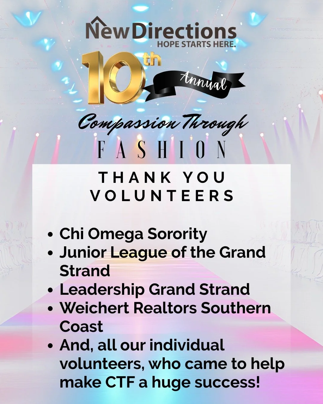So many people helped make the 10th Annual Compassion Through Fashion such an incredible night, and our hearts are full of gratitude. While we have many sponsors, partners, and supporters to thank, we want to give a special shoutout to our amazing vo