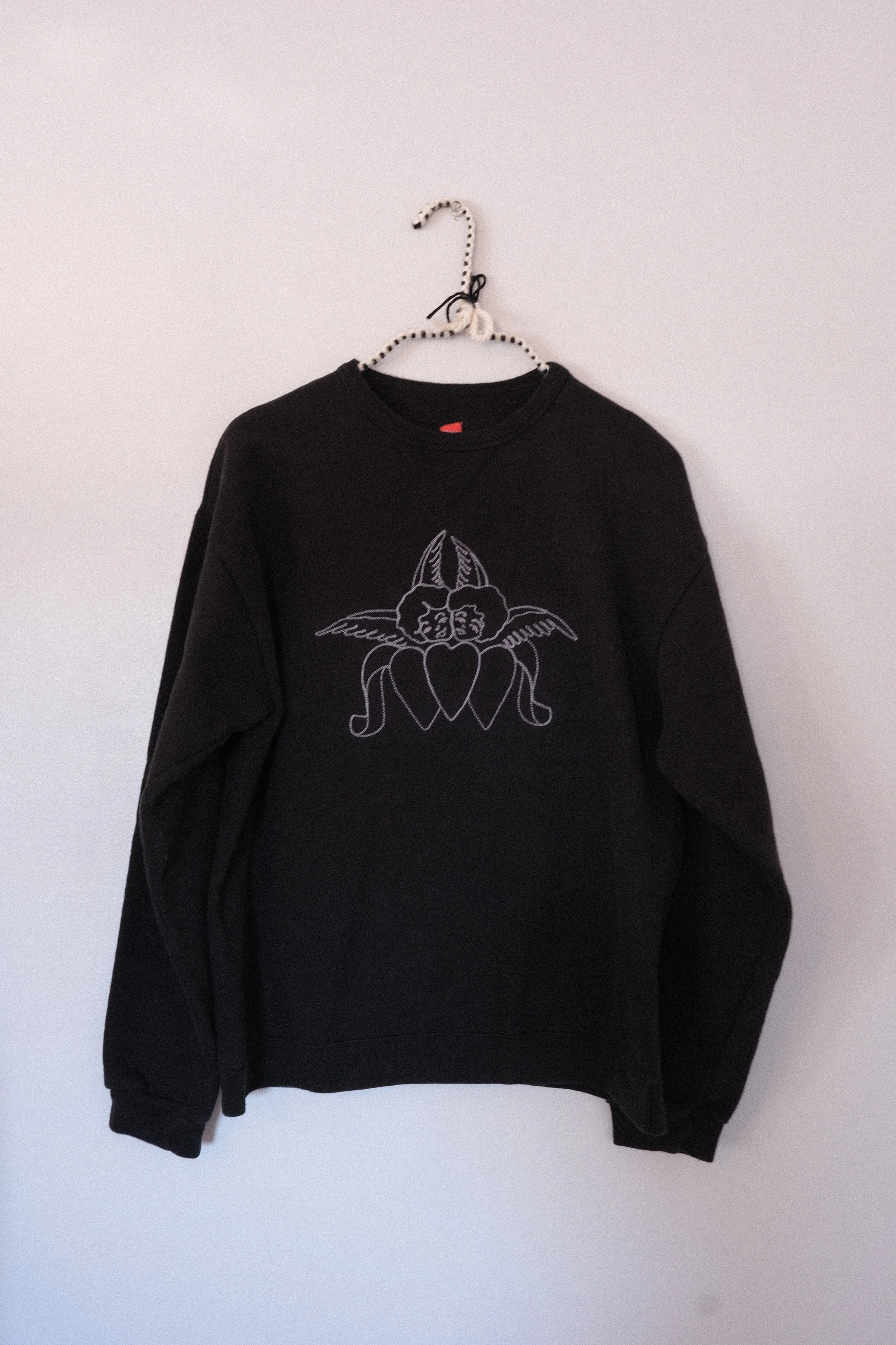 Chainstitch Tattoo Sweatshirt [#7] - Black with Gray Cherubs