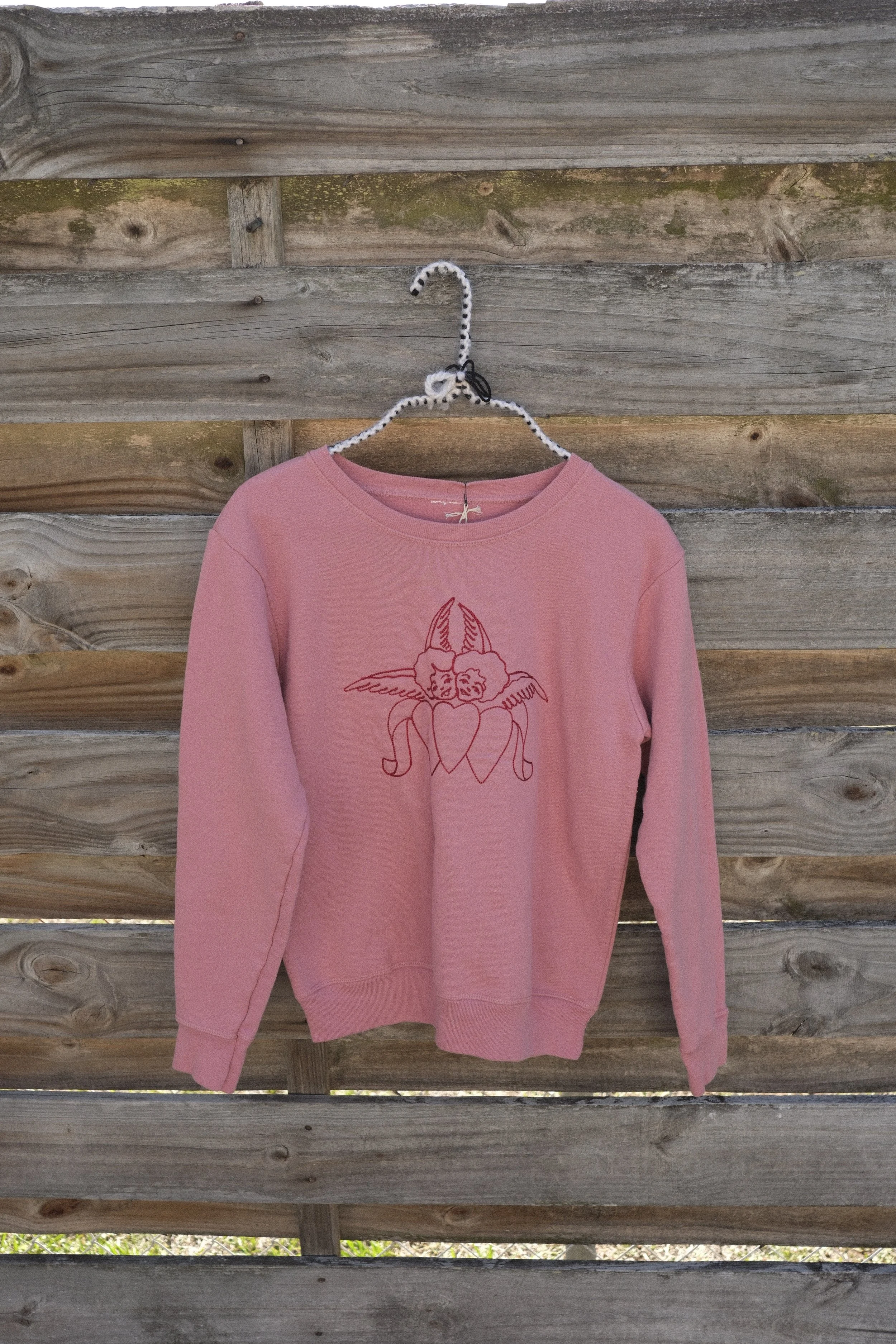 Chainstitch Tattoo Sweatshirt [#8] - Pink with Red Cherubs