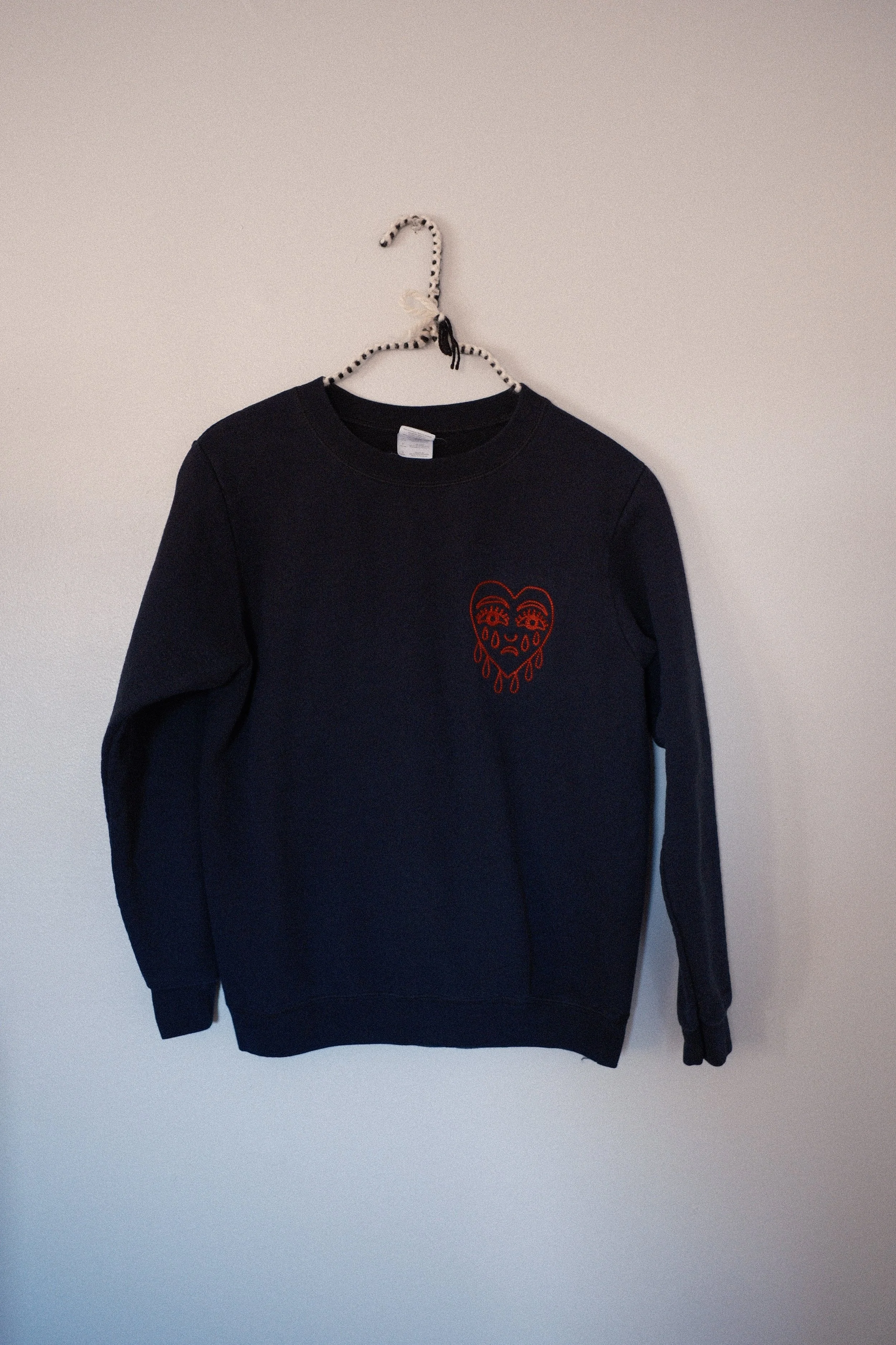 Chainstitch Tattoo Sweatshirt [#6] - Black with Red Crying Heart