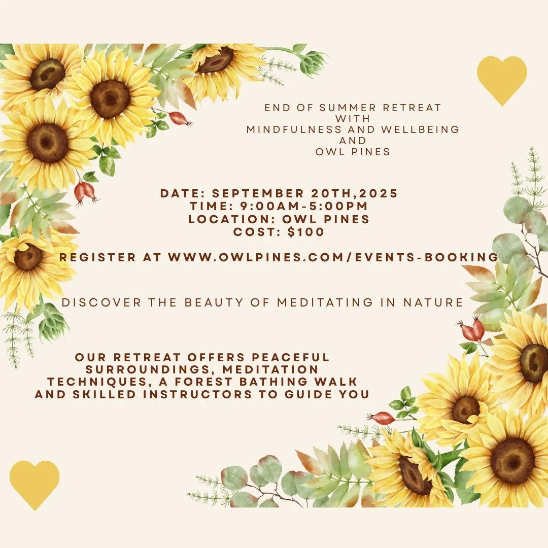Our September retreat is only two weeks away! 🙂 There are still a few spots left if you would like to join Joanna and me for a day of learning meditation techniques along with a guided forest immersion. 🌳🌿🌲You can sign up at www.owlpines.com/even