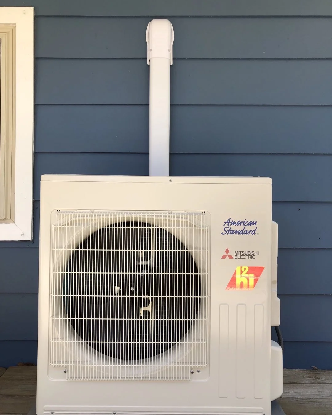 We installed this large 24000 BTU @mitsubishihbac mini split in an small artist cabin in Solsberry today. Previously the cabin had only been heated by a very old (and possibly dangerous) wall-mounted propane heater. Because this new system is conside