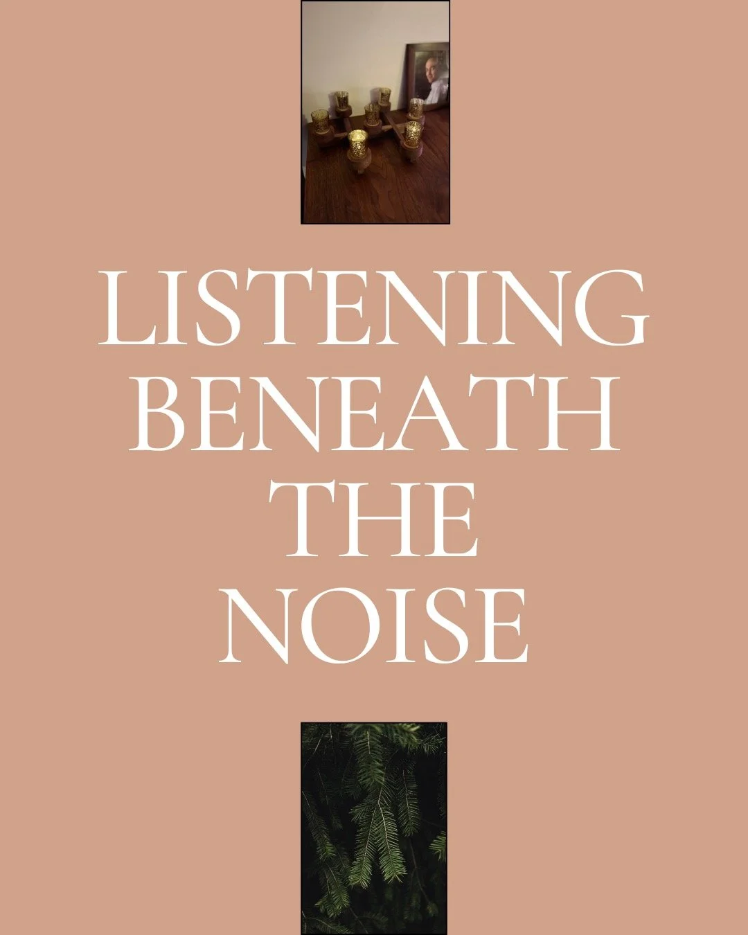 There&rsquo;s a kind of listening that doesn&rsquo;t involve paying more attention to the noise.
It&rsquo;s the quiet underneath &mdash; the place your breath settles when something feels true.
During the holidays, that quiet gets crowded. Traditions