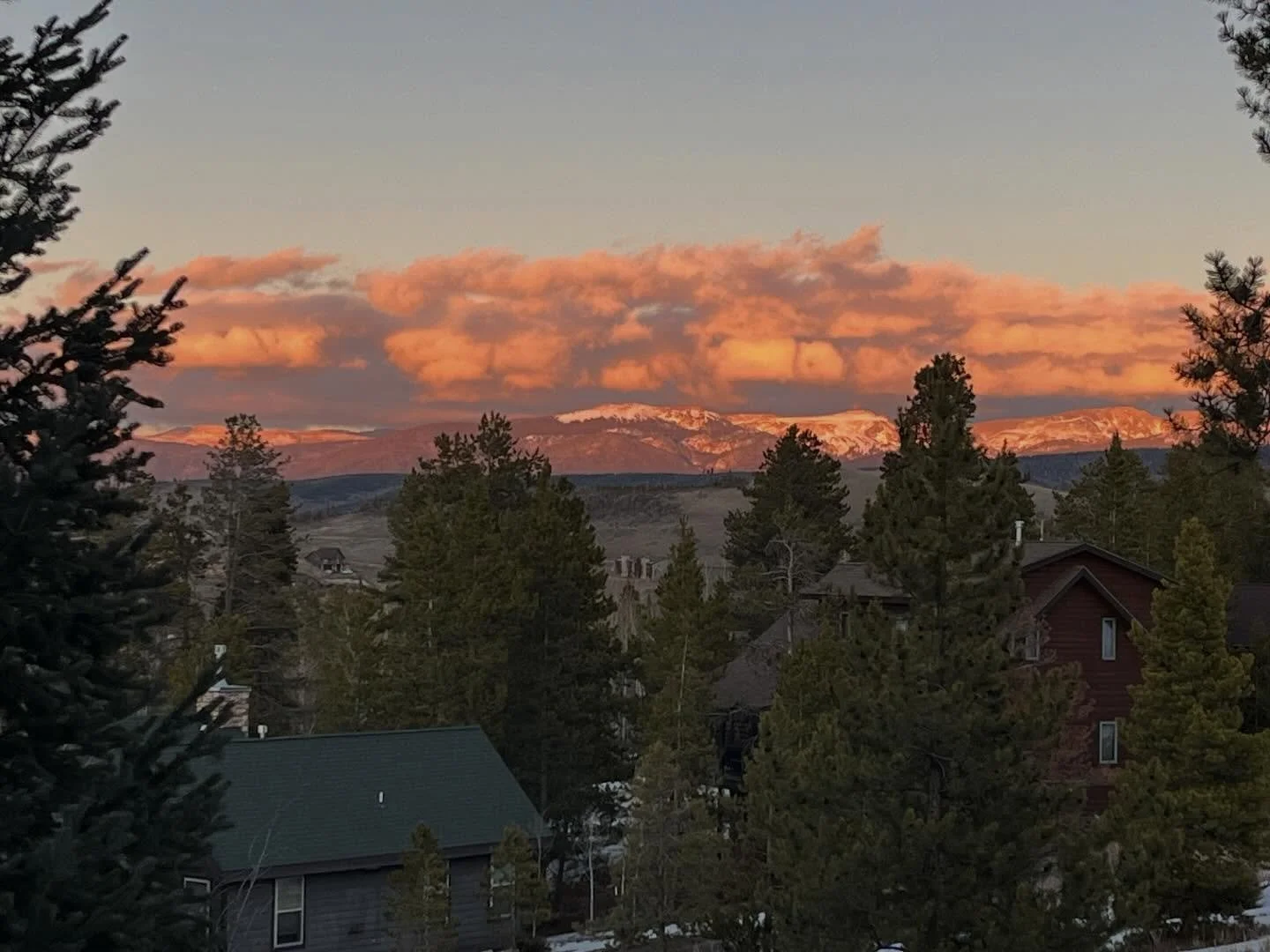 Alpenglow. Christmas sunset. Granby, Colorado.