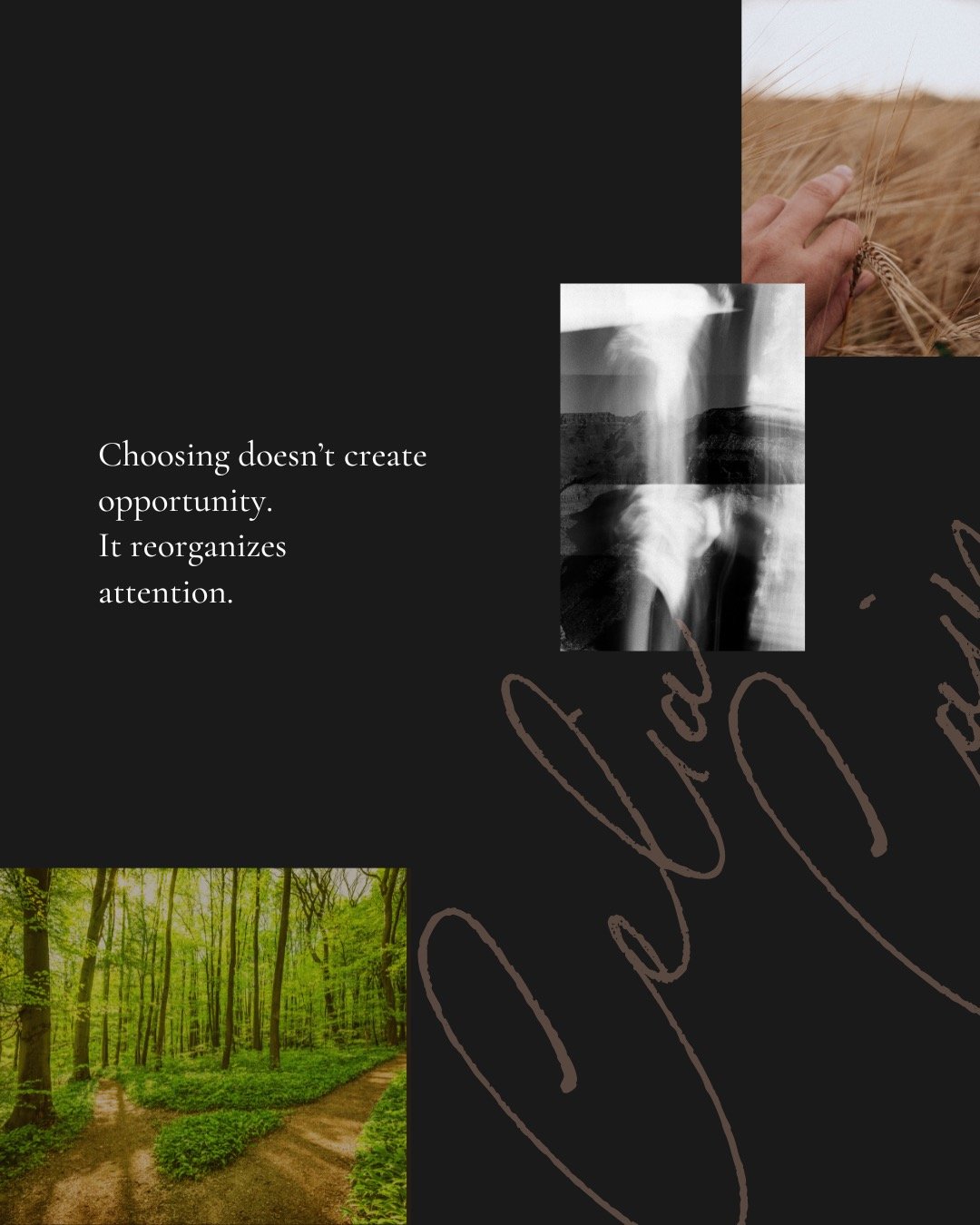 Most people think they&rsquo;ve chosen
when they&rsquo;ve only named a desire.
They can explain what they want.
They may even believe in it.
But their participation hasn&rsquo;t changed.
Choosing doesn&rsquo;t create opportunity.
It reorganizes atten
