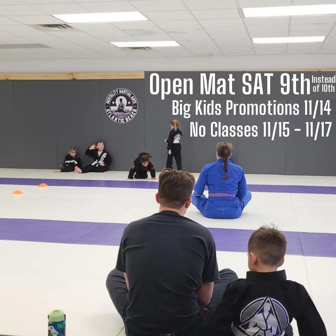Heads up! 

This weekend open mat will be Saturday morning at 11:00a instead of our ordinary Sunday open mat. If it seems convenient for lots of grapplers we may end up adding it to the schedule.

Older kids class promotion is taking place next Thurs